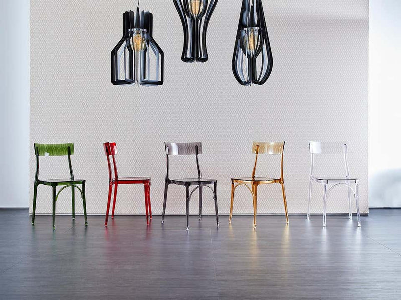 Milani, Transparent Grey Polycarbonate Dining Chair