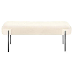 Beige Leather Bench