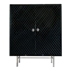 Black Quilted Lacquer Bar/Cabinet