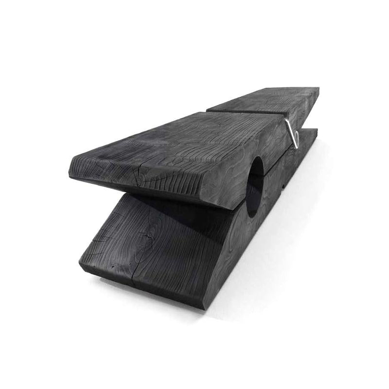 Black Clothespin 94 Inches Vulcano Bench w/ White Iron Spring