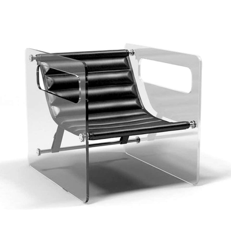 Glass & Leather Black Naked Chair