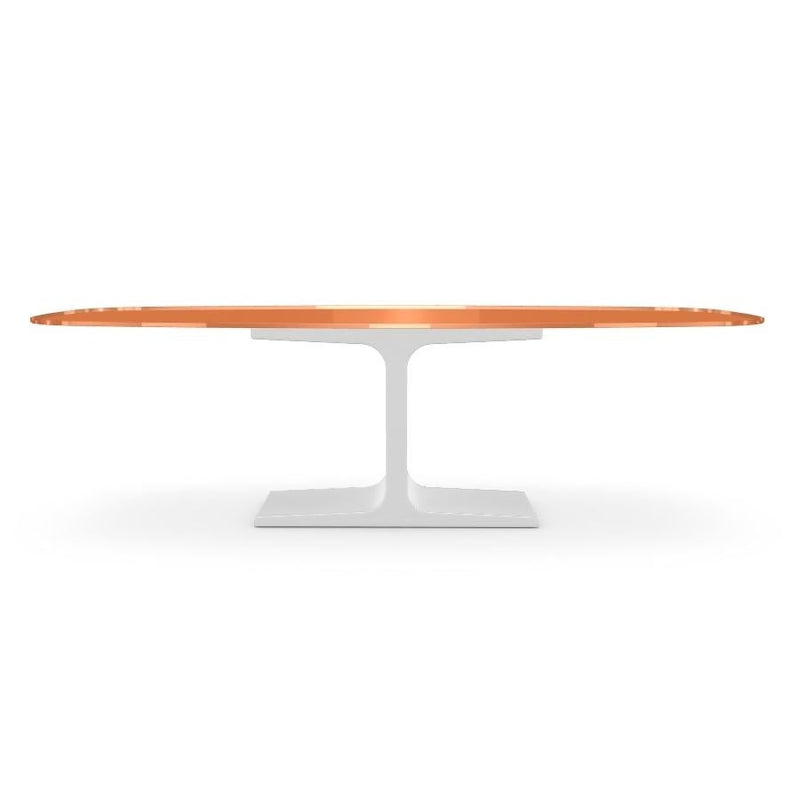 Century, Dining Table Orange Glass Top on Metal Base