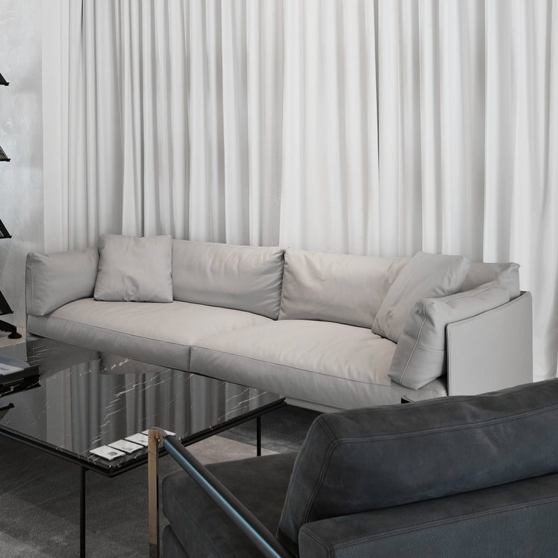 Wilton Leather Grey Sofa