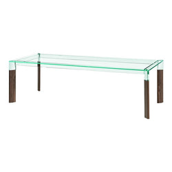 Perseo Glass & Walnut Dining Table
