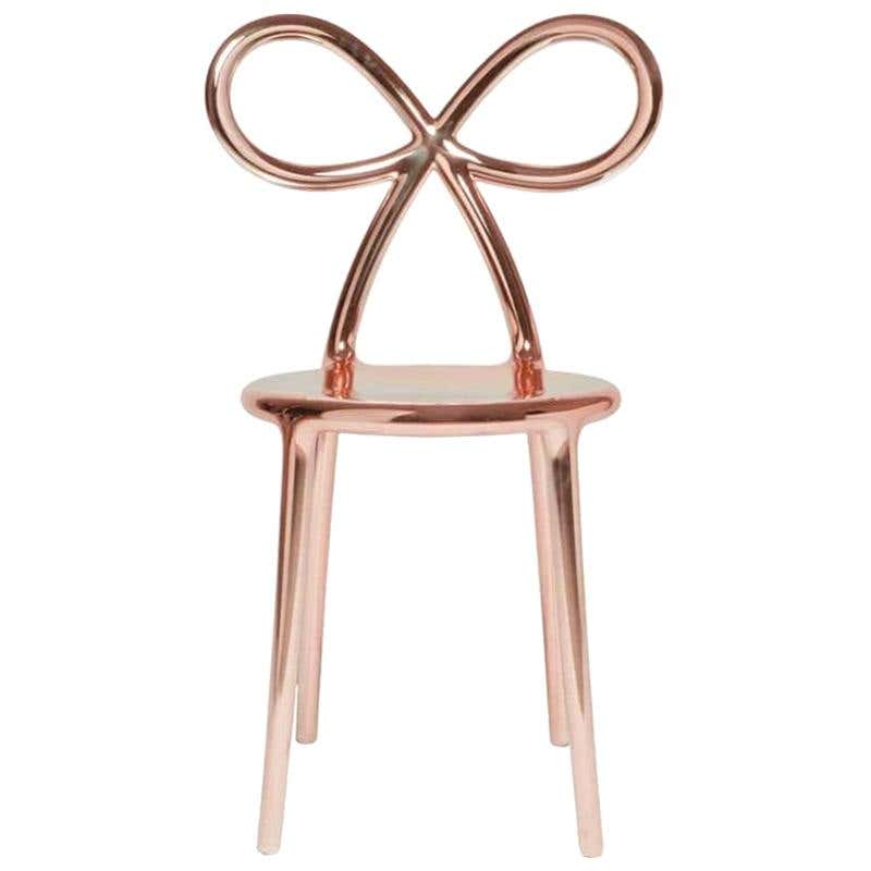 Rose Gold Ribbon Chair in Metal