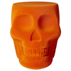 Mexico Orange Velvet Skull Stool / Side Table