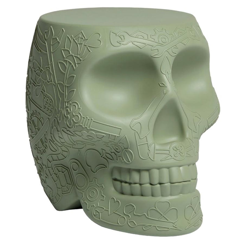 Mexico Skull Balsam Green Stool/Side Table