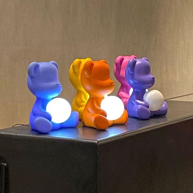 Blue Teddy Bear Lamp LED Rechargeable