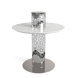 Arabesque White Frosted Glass Tea Table