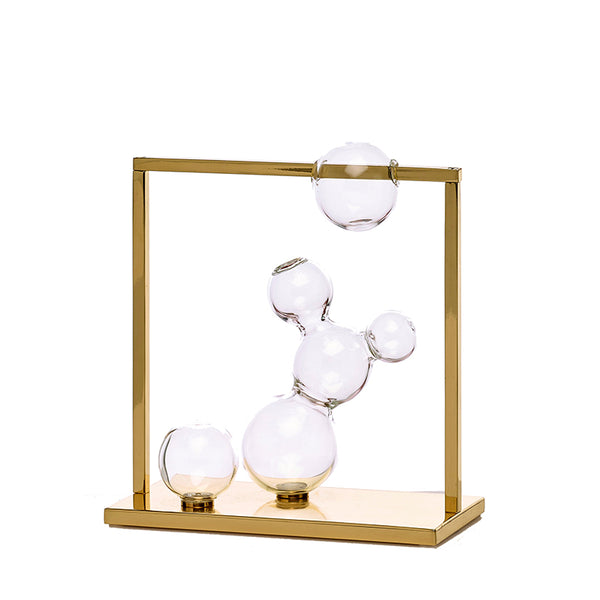 Bubble Vase Glass Sculpture Small with Brass Frame