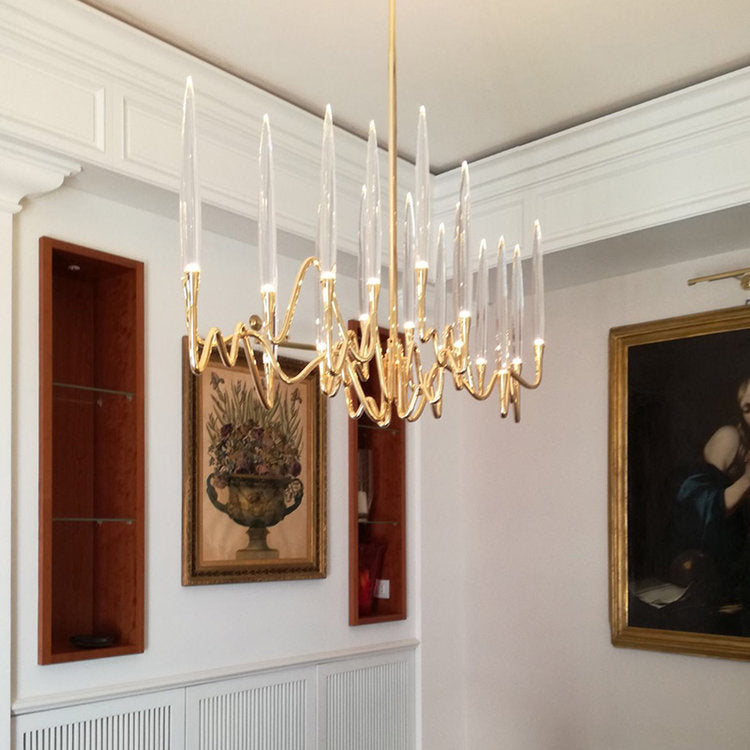 Gold Brass Chandelier with Crystal LEDs