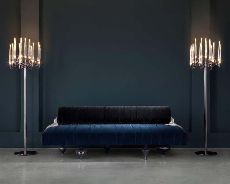 Upholstered Blue Velvet Lounge Sofa