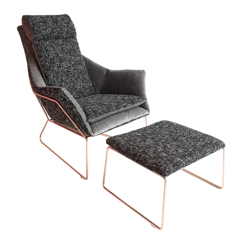 NY Grey Lounge Chair & Pouf