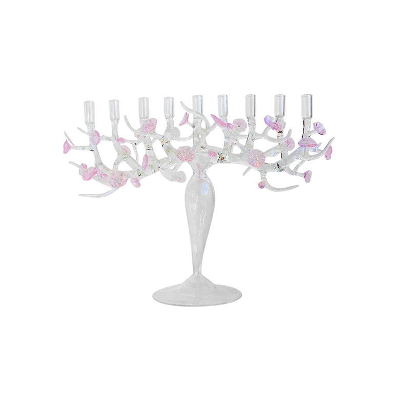 Cherry Blossom Menorah Glass Sculpture