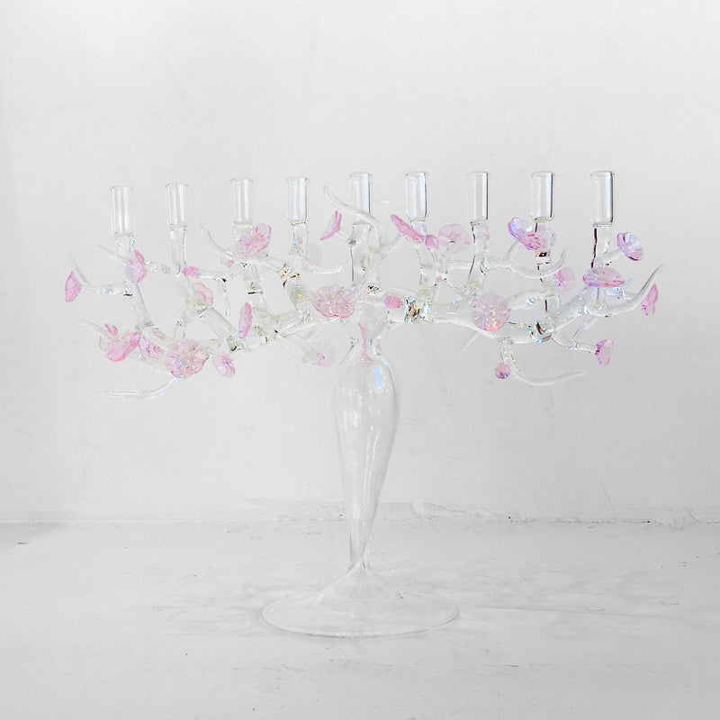 Cherry Blossom Menorah Glass Sculpture