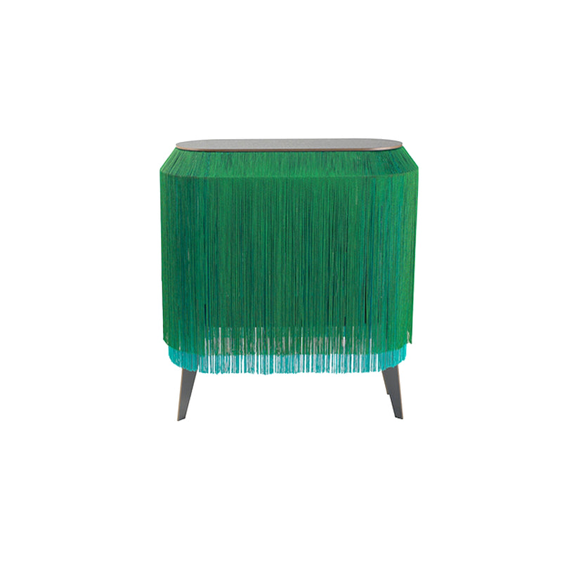 Green Fringe Side Table / Nightstand