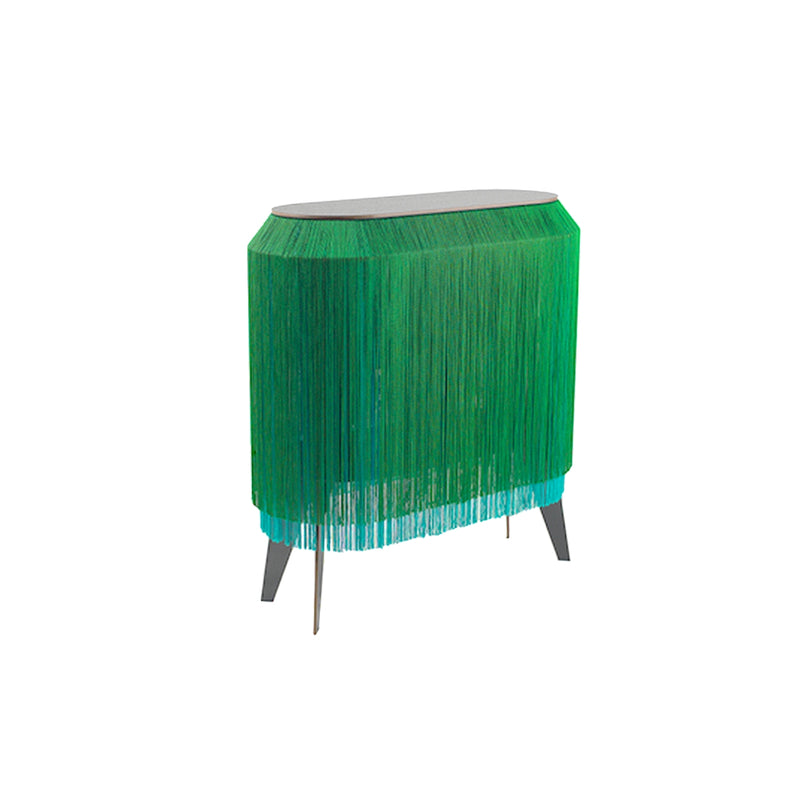 Green Fringe Side Table / Nightstand
