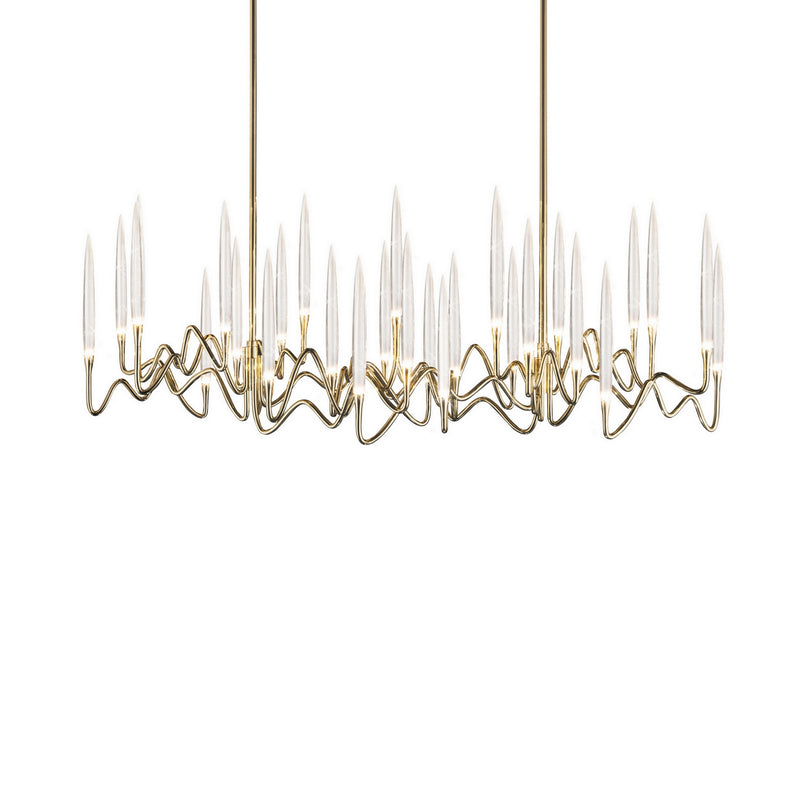 Gold Brass Chandelier with Crystal LEDs