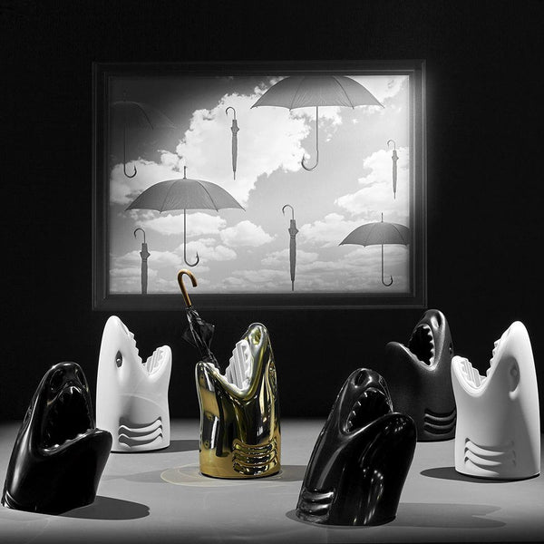 Killer Metallic Silver Shark Umbrella Stand