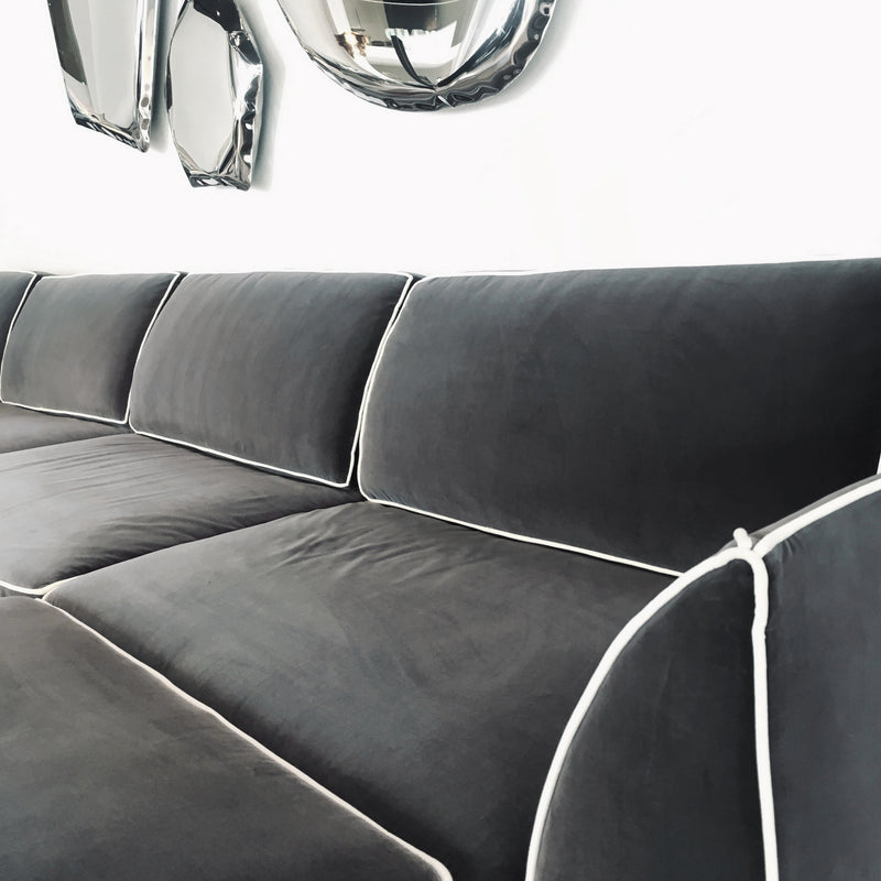 Manzoni Grey Velvet Sofa