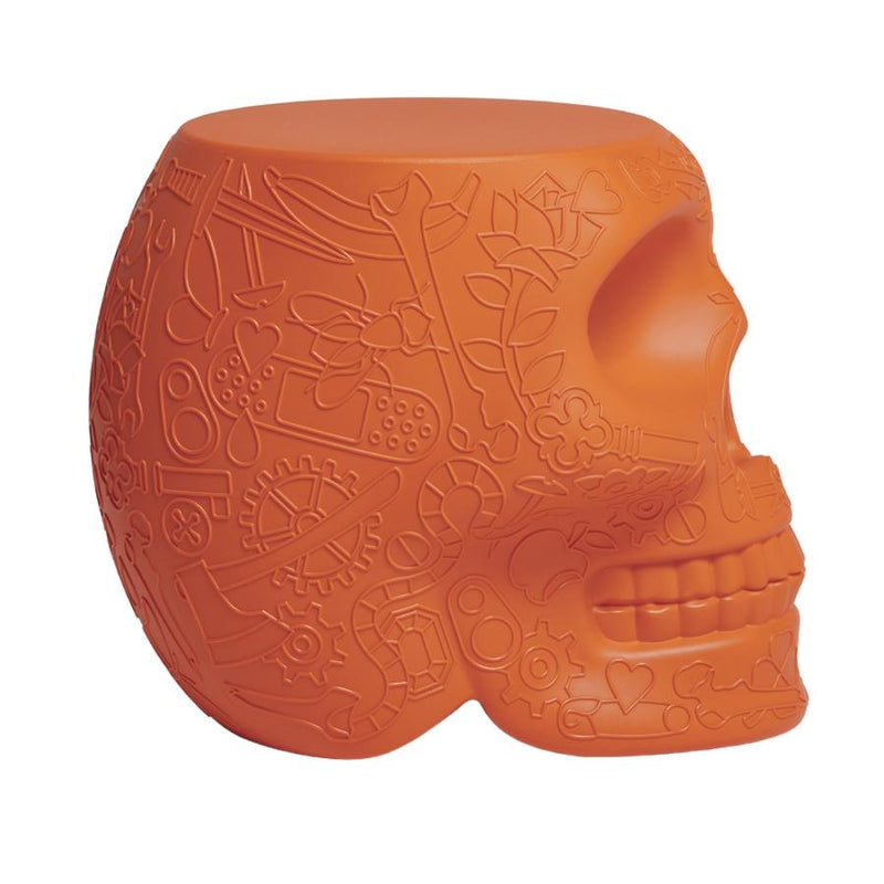 Mexico Skull Terracotta Orange Stool/Side Table