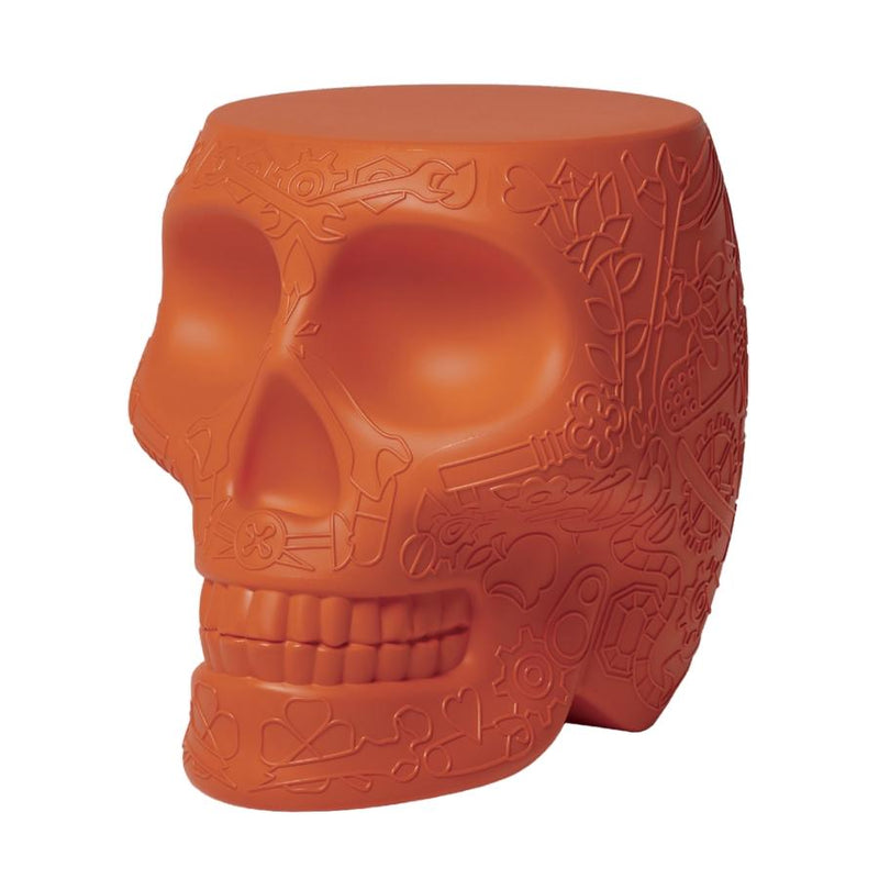 Mexico Skull Terracotta Orange Stool/Side Table