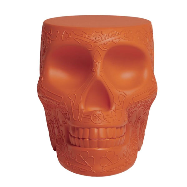 Mexico Skull Terracotta Orange Stool/Side Table