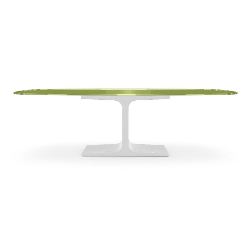 Century, Dining Table Green Glass Top on Metal Base