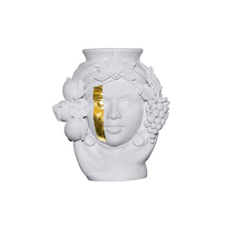 Ceci White & Gold Terracotta Vase